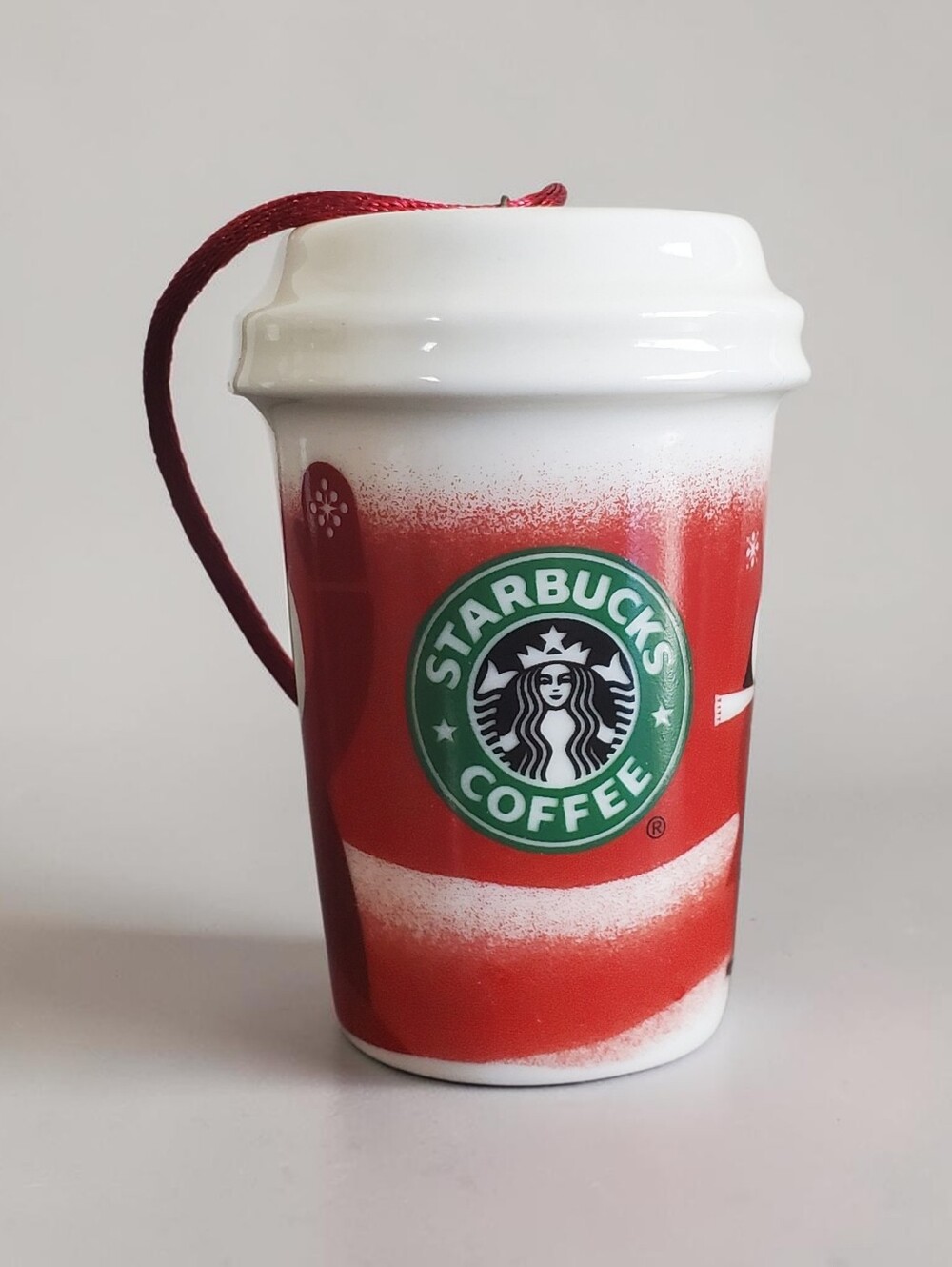 Vintage Starbucks 2010 Christmas Holiday Red To Go Cup Ceramic Mini Ornament